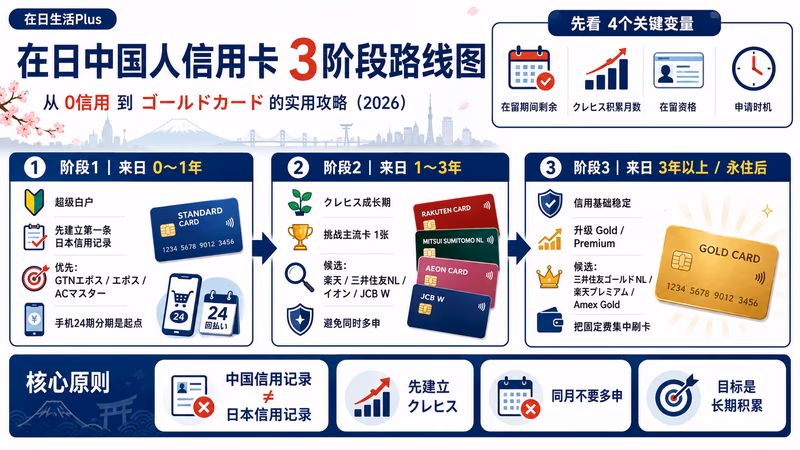 在日中国人信用卡3阶段路线图