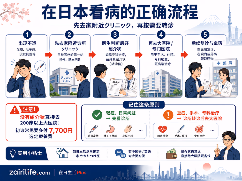 在日本看病的正确流程：先去家附近クリニック，再按需转诊
