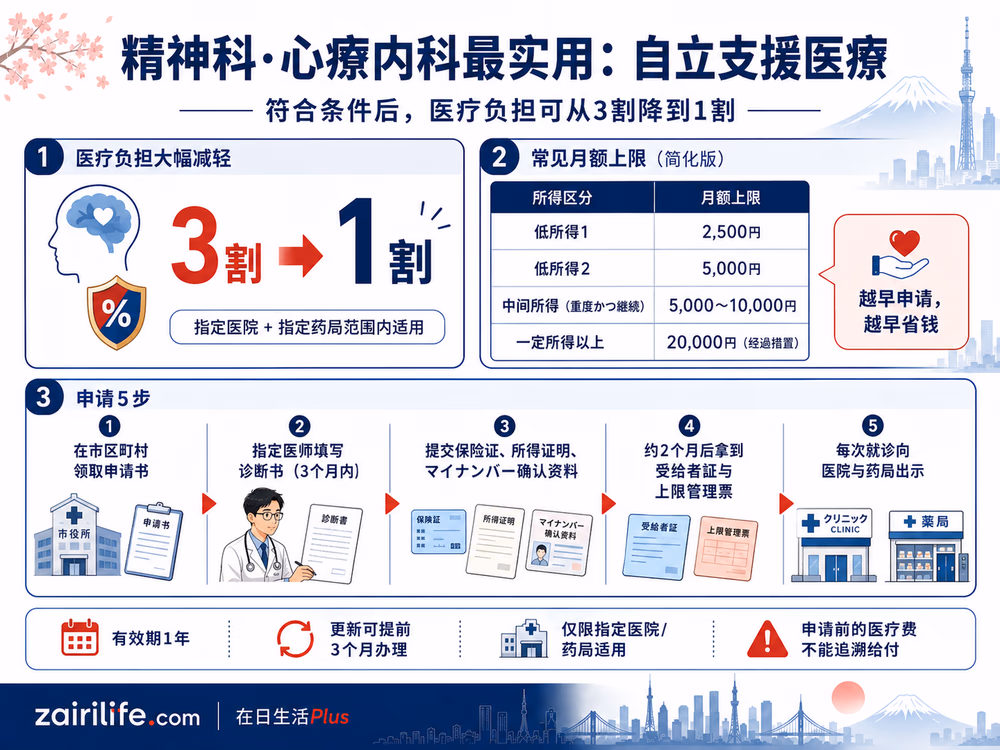 精神科·心療内科最实用：自立支援医療从3割降为1割