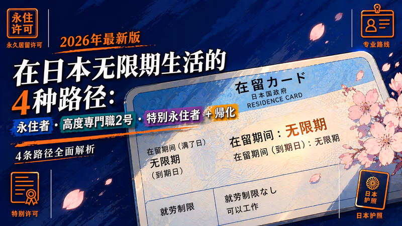 【2026年解说】在日本无限期生活的4条路径：永住者・高度専門職2号・特别永住者＋帰化